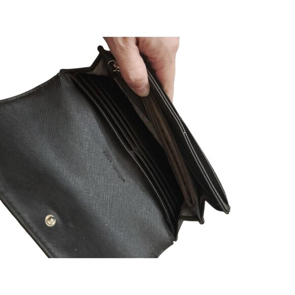 MICHAEL KORS Fulton Brown/Gold Snap Flap Carryall Wallet - Picture 7 of 11